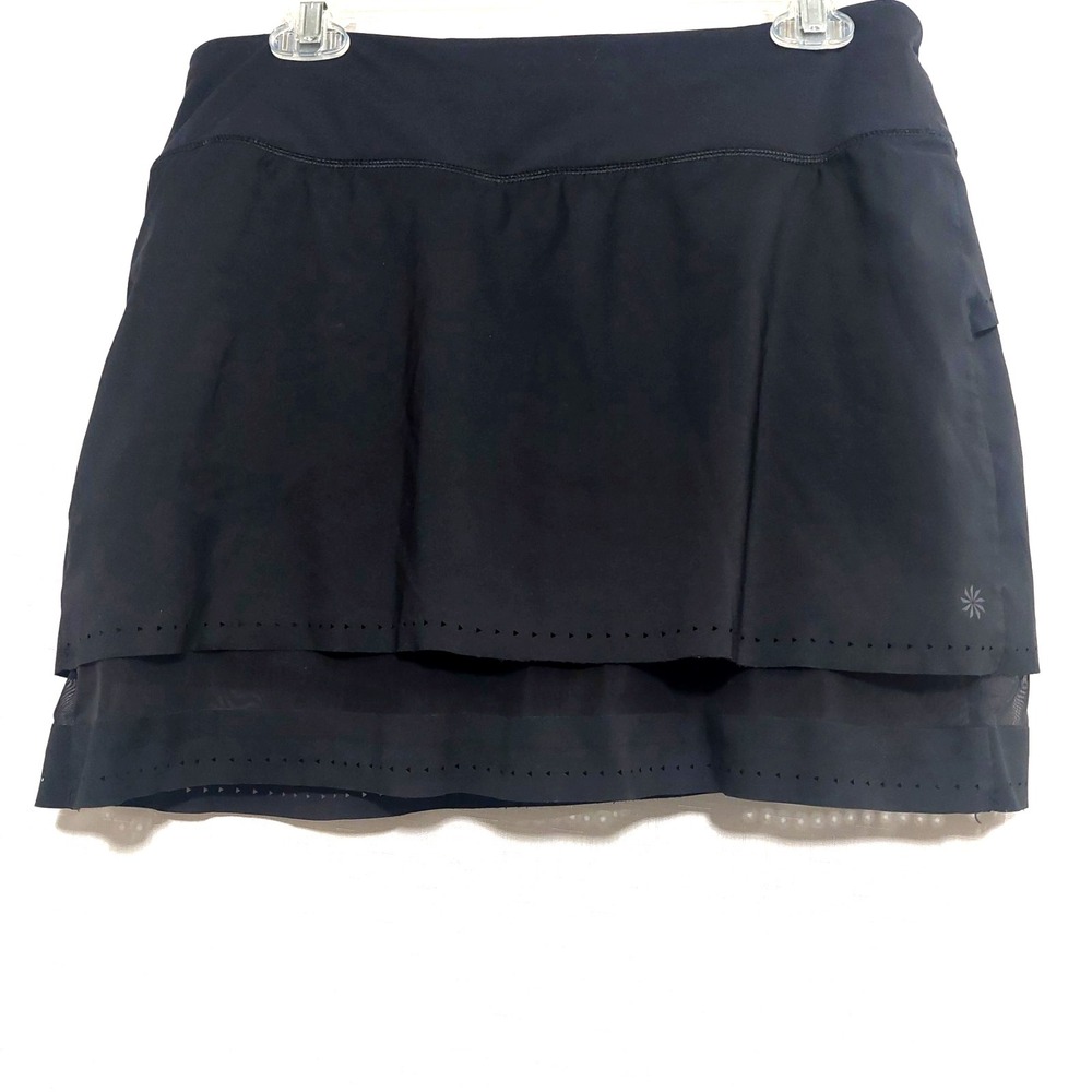 Athleta Womens Med Tiered Skort Skirt Stretch Layered Mesh Pull-On Golf Tennis